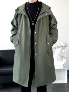 JIARONG | Green Long Hooded Drape Coat