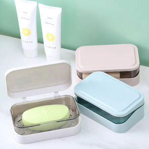 Yespery Đĩa đựng xà bông phòng tắm với nắp nhà ráo nước bằng nhựa Hộp xà phòng giữ xà phòng khô xà phòng món ăn nhu yếu phẩm du lịch