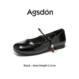 Agsdon | Summer Vintage Ballet Style Mary Jane Flat Shoes Black