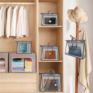 Multipurpose Purse Handbag Dust Cover Craft Storage Bag Grey with Zipper PVC Clear Waterproof Dust-proof Organizer Bag Handbag Protector Hanging Bag Pouch 5 Sizes