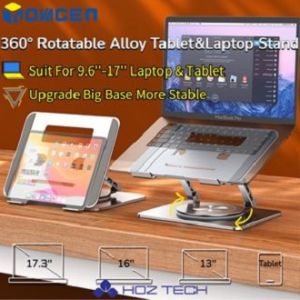 INOVAGEN Laptop Stand Tablet Holder 360° RotationAdjustable FoldableAluminum Desk Stand Holder For Tablet/Laptop from 9.6-17.3 Ergonomic Desktop Stand