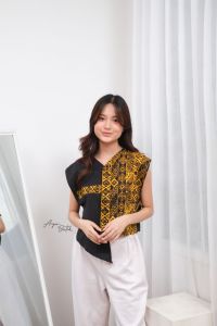 Vest Crop Batik Songket Korean Style Terbaru