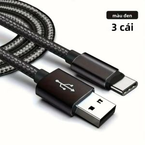 1/3 Cáp Sạc Nhanh USB Sang Loại C Bện Android Samsung Redmi Dây Sạc Điện Thoại Di Động Cao Cấp Không Chứa Hóa Chất