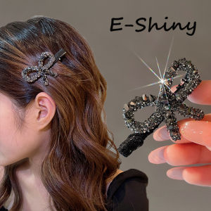 2023 New Chic Black Rhinestone Bow Hair Clips for Women Girls Shinny Duckbill Hairpins Hair Accessories Boutique Gift
