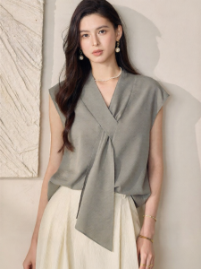 Roey s house | Elegant Design Pure Color Sleeveless Shirt Summer New Arrival Loose Fit