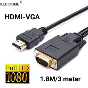kebidumei | HDMI-Compatible to VGA Adapter Video Audio Male Converter 1.8M FHD 1920*1080P For Desktop Laptop PC TV Monitor Projector