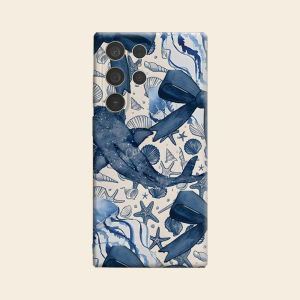 Blue Bow Marine Texture Luxury Fashion Full Lens Protective Case for Samsung Galaxy S26 S25 S24 A56 A36 Plus Ultra