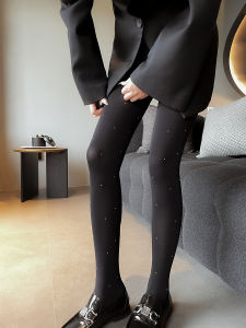 Elegant Velvet Stockings with Sparkling Rhinestones Spring Autumn Style Womens Pantyhose Shaping Leg Beauty Regular Thickness