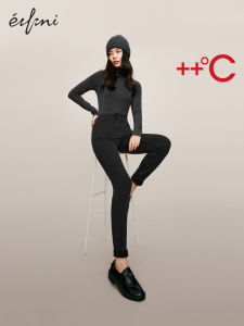 Eifini | Quần Jeans Đen Cao Cổ Dài Gọn Từ Lông lạc đà