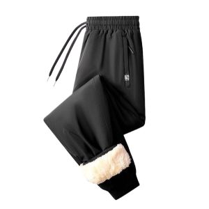 Woodpecker Cotton Pants Mens Winter Fleece-lined Thickened Men Casual Pants Outwear Windproof Heattech Cashmere Pants Men