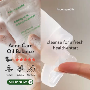Face Republic Calming Acne Salicylic Cleanser 100mL [Oily Acne Sensitive Skin /BHA CICA] Vegan | Clean Kbeauty Skincare