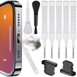 Cell Phone Charging Port Dust Plug With Cleaning Brush For IPhone 14 13 12 Pro Max Plus AirPods Pro Lightning 8 Pin Cleaner Set