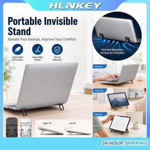 HLINKEY 2PCS Mini Invisible Foldable Laptop Stand Portable Adjustable Cooling Bracket Computer Keyboard Riser Self-Adhesive