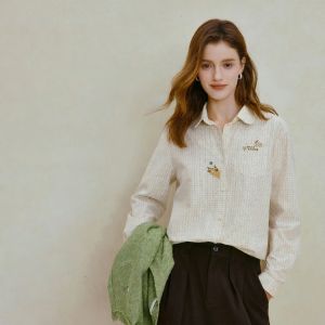 INMAN | Embroidered Plaid Peter Pan Collar Shirt