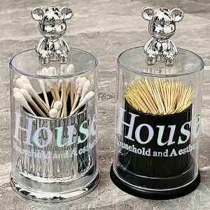 Light Luxury Cute Creative Toothpick Holder Toothpick Box Storage Boxes Cotton Swab Cylinder Cotton Swab Jar Household Dental Floss Box