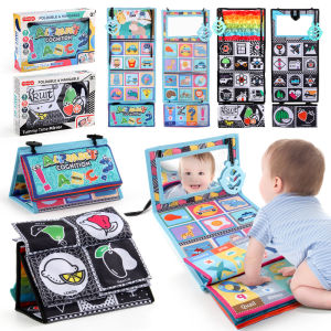 Black and White Visual Stimulation Durable Baby Bedside Cloth Book Teether