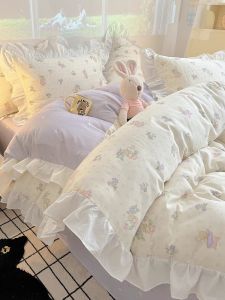 Suxuan | Princess Floral Rabbit Print 100% Cotton Bedding Set