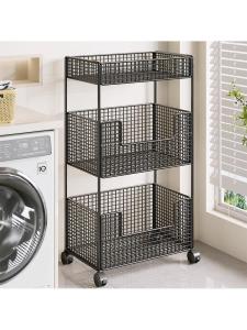 Bathroom Floor Standing Multi-Layer Laundry Detergent Small Cart Storage Mobile Bathroom Storage Rack Luxury Style Iron Material