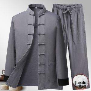 JIEFEIDI | Bộ Áo Tang Nam Phong Cách Trung Quốc Mới Cotton Gai Xuân Thu
