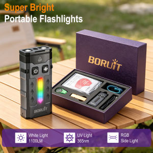 BORUiT EV20 EDC Flashlight 1100LM 365nm UV Light 4-in-1 Gift Box Set With First Aid Blanket Whistle Compass Outdoor Holiday Gift