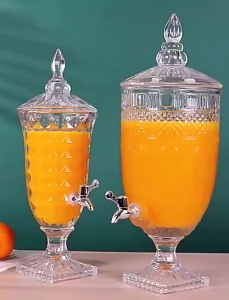 glass juice dispenser with faucet 2L glass beverage dispenser jar european Tower beer dispenser