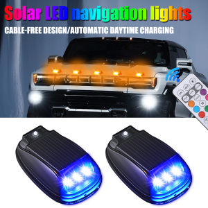 1/2/5in1 Solar Wireless Auto Pickup Truck Cab Roof Top Signal Lights RGB Flashing Warning Light Remote Control DRL Running Light