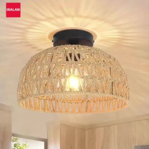 Paper Rope Chandeliers Indoor Lighting Fixtures Ceiling Light No Bulb Rural Style Wicker Hand Woven for Dining Room Kitchen Lamp