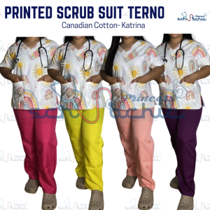 PSC Printed Scrub Suit Terno for Men & Women/ Canadian-Katrina/Medical nurse vet yaya uniform
