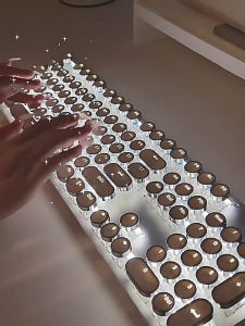 EWEADN TK950 Wireless Typewriter Keyboard 104 Keys  with White Backlit Bluetooth/2.4G/Wired Gaming Keyboard