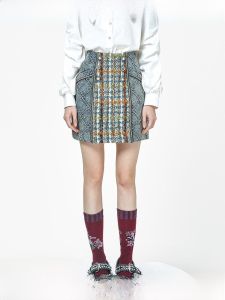 LULUALWAYS อุ่น ใส่สบาย ลายสก็อต ทรงเอ มินิ กระโปรง สูง เอว เดนิม นุ่ม ผ้าขนสัตว์ผสมความยาวปานกลาง หลากหลาย ผู้หญิง กระโปรง