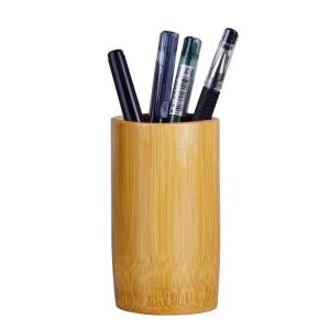 Fashionable Bamboo Pen Holder Creative round Storage Box Motivational Graduation Desk Decoration for Office And Business Use