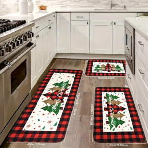 VIKAMA Christmas Tree Kitchen Floor Mat Home Decoration Corridor Balcony Carpet Anti-Slip Welcome Door Mat Christmas Decoration