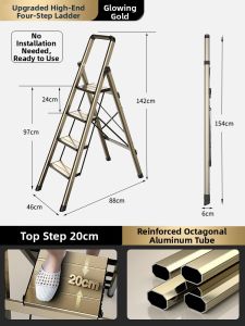 Hotata | Foldable Thickened Aluminum Household Stepladder