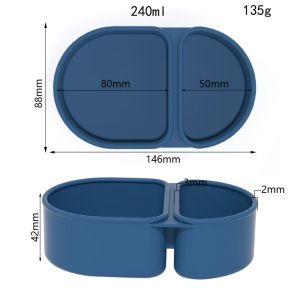 Premium Silicone Reusable Snack ContainersDouble Compartment Snackle BoxLeakproof Sauce and Salad Box forPicnicsOffice