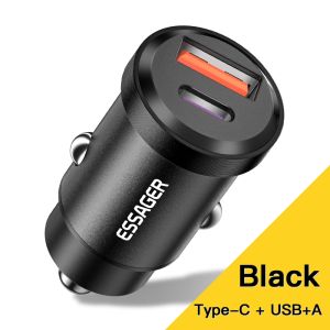 Essager 30W 5A QC PD 3.0 SCP USB Car Charger Quick Charge4.0 USB Type C Car Fast Charging For iPhone 12 13 Huawei Samsung Xiaomi