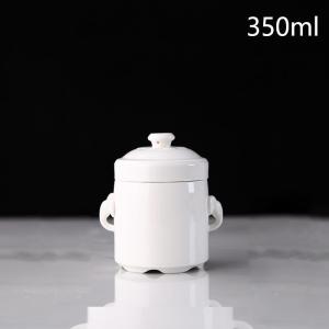 Double-lid Ceramic Stew Pot White