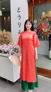 Áo dài gấm from rộng trẻ trung AD040 - KHÁNH LINH STYLE