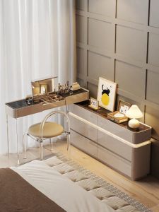 Luxury Simple Design Makeup Vanity with Mirror Storage Table