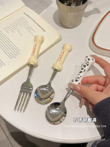 Stainless Steel Mini Spoon Fork Set for Eating Oats Dessert Soup Ceramic Dinnerware Utensils Small Tablespoon And Fork