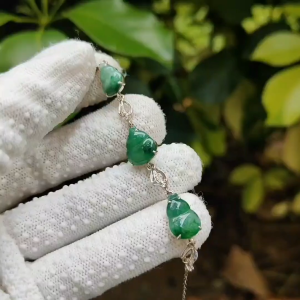 🌱✨ Hulu Abundance | Five-Element Jadeite Jade Bracelet for Fortune (Sku: s925b9)