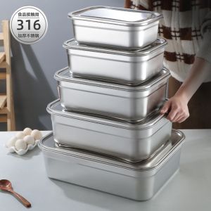 Hộp Đựng Thức Ăn Trưa Bằng Thép Không Gỉ Dung Tích Lớn 316L Hộp Đựng Thức Ăn Để Tủ Lạnh Bằng Thép Không Gỉ Hình Chữ Nhật Hộp Đựng Thức Ăn Trong Nhà Bếp