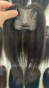 7x7-25cm 100% Human Hair Piece Black And Mocha Brown Hair Topper Hair Replacement Cover White Hair Breathable And Lightweight Wig Increase Hair Volume For Women