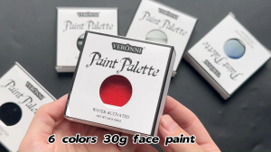 VERONNI Black & White Face Paint Palette Water Activated Body Paint with Stencils & Brush Halloween Skull Clown Makeup Kit