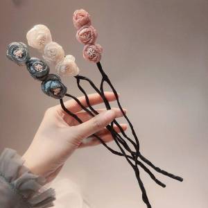 Fashionable Snowflake Tulle Hair Accessories Dongda Gate Hairpins Bun Maker Tool Floral Print Hairbands Travel Beauty Supplies