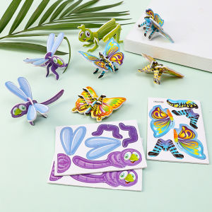 【On Sale】10Pcs Childrens Toy 3D Paper Insect Puzzle Funny Cartoon Insect Paper Jigsaw Puzzles Educational Toy