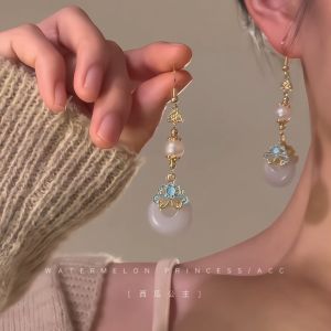 "Yunteng Jade Dream" New Chinese Style National Style Earrings Female Tassel Antique Earrings Han Chinese Clothing Cheongsam Horse-Face Skirt Ornament