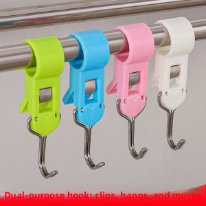 YUHANG | No-Drill Kitchen Door Hook Hat Organizer Stainless Steel Two-in-One Multi-Function S-Hook