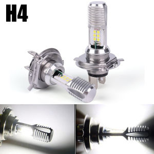 ไฟหน้า H4รถจักรยานยนต์ Led แบบสามขา12เม็ดความสว่างสูงไฟสปอร์ตไลท์ไฟสองด้านเปล่งแสงไกลและใกล้แสงสีขาว