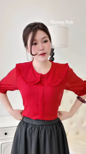 Áo sơ mi nữ Ruzimay RA1400 cổ sen bèo tay lỡ mềm mại thanh lịch