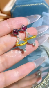 [现货] 石榴石+海蓝宝耳钉｜魅力气场 × 治愈能量 × 爱情平衡｜Garnet + Aquamarine Earrings｜Attraction • Healing • Emotional Balance